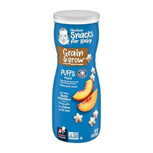 (6 Canisters) Gerber Puffs Peach, 1.48 oz. Puffs pink - Image 2