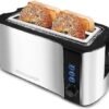 Elite Gourmet ECT-3100 Long Slot 4 Slice Toaster, Reheat, 6 Toast