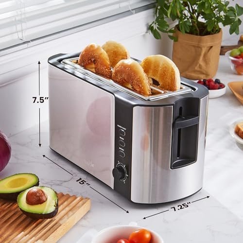 Elite Gourmet ECT-3100 Long Slot 4 Slice Toaster, Reheat, 6 Toast - Image 2