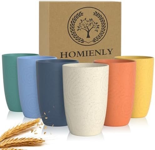 Homienly Drinking Glasses Premium Wheat Straw Unbreakable Cups