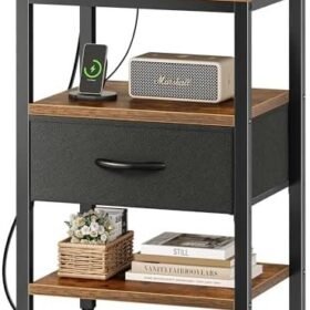 SUPERJARE Nightstand with Charging Station