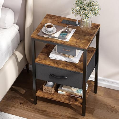 SUPERJARE Nightstand with Charging Station - Image 2