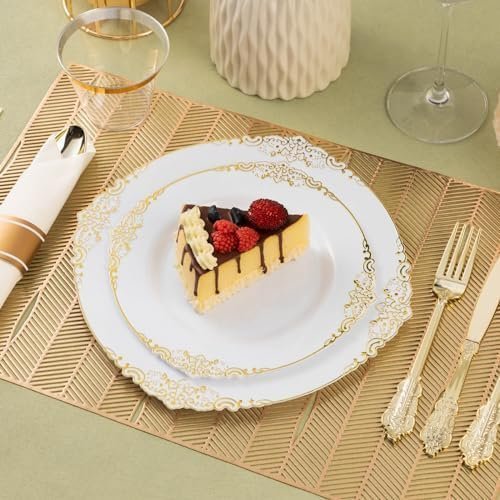 350PCS Gold Plastic Plates for 50 Guests - Image 5