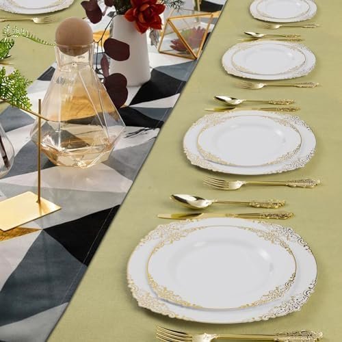 350PCS Gold Plastic Plates for 50 Guests - Image 6