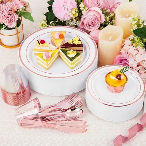 WELLIFE 300 PCS Rose Gold Dinnerware Set for 50 Guests - Image 3