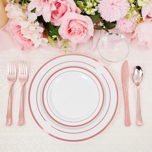 WELLIFE 300 PCS Rose Gold Dinnerware Set for 50 Guests - Image 5