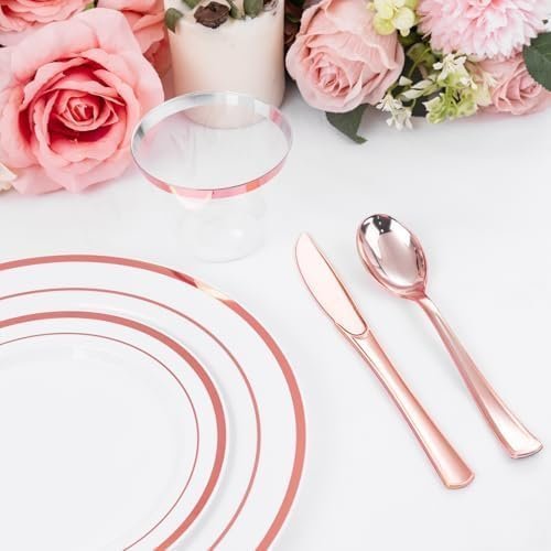 WELLIFE 300 PCS Rose Gold Dinnerware Set for 50 Guests - Image 4